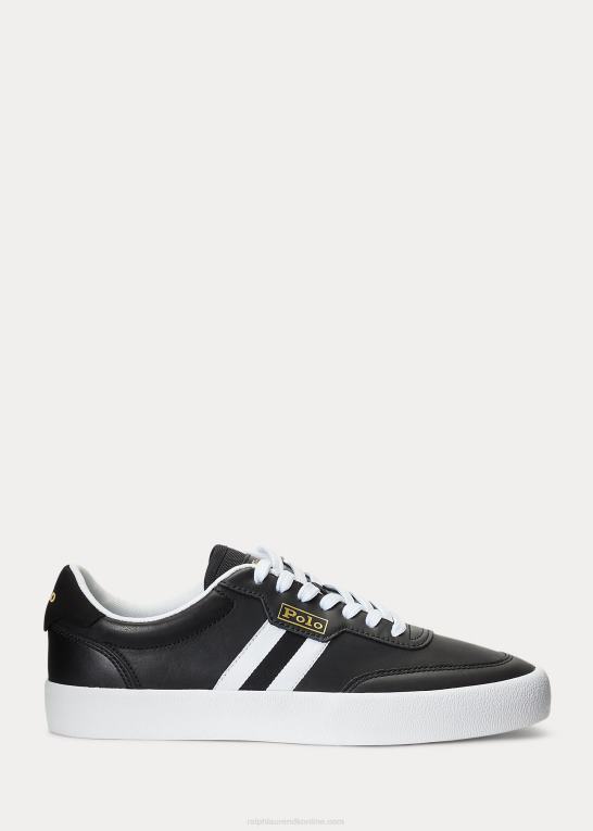 sort hvid Mænd Ralph Lauren hof læder sneaker Z426B1977