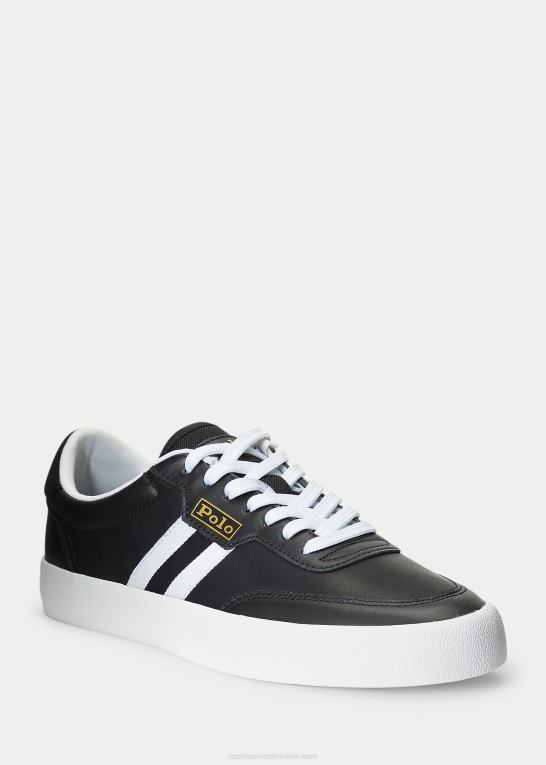 sort hvid Mænd Ralph Lauren hof læder sneaker Z426B1977