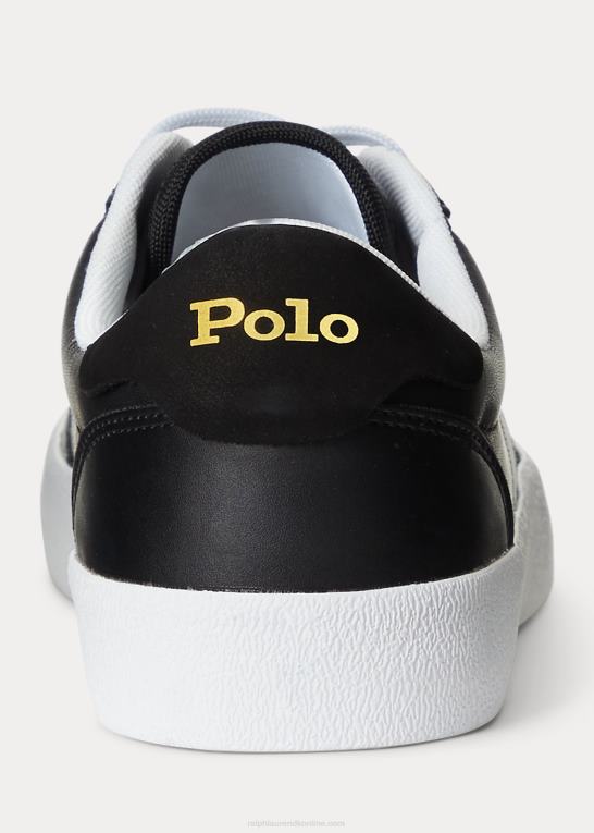 sort hvid Mænd Ralph Lauren hof læder sneaker Z426B1977