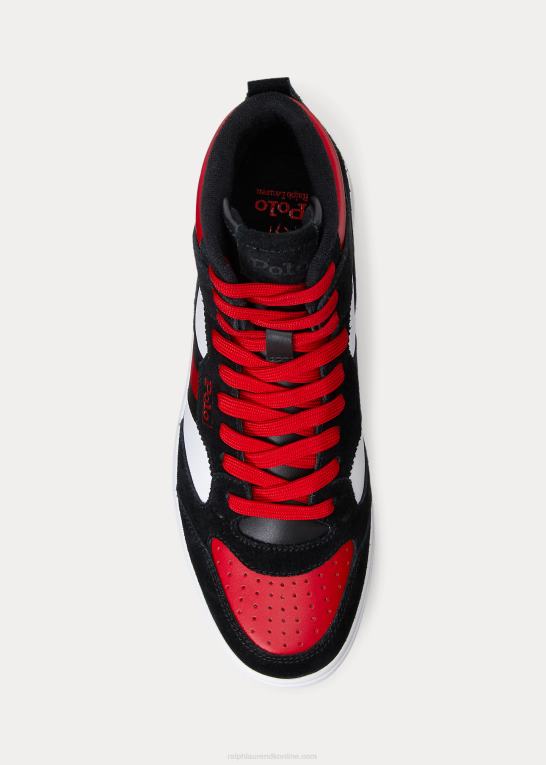 sort/hvid/rød Mænd Ralph Lauren bane læder-ruskind high-top sneaker Z426B1986