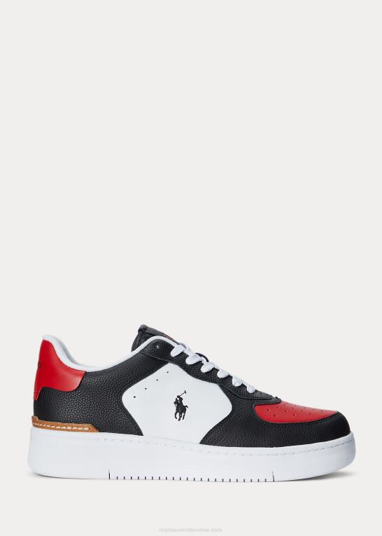 sort/hvid/rød Mænd Ralph Lauren masters court læder sneaker Z426B2008