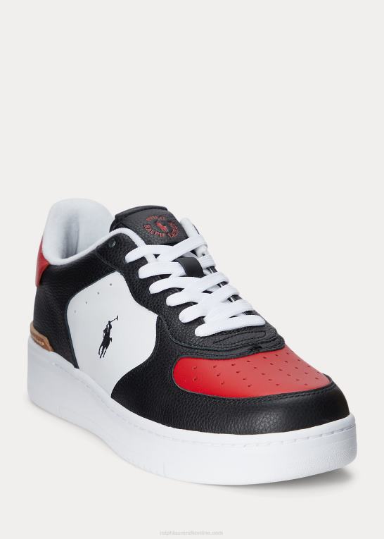 sort/hvid/rød Mænd Ralph Lauren masters court læder sneaker Z426B2008