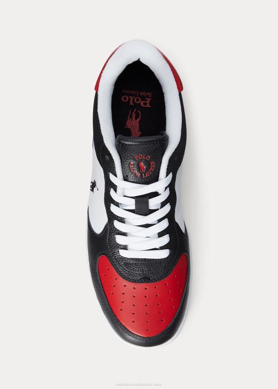 sort/hvid/rød Mænd Ralph Lauren masters court læder sneaker Z426B2008