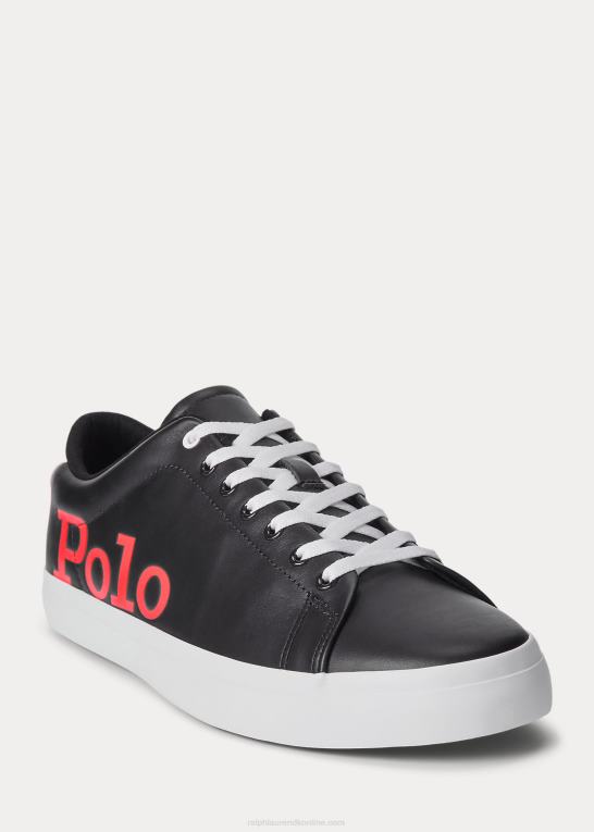 sort/rød/hvid Mænd Ralph Lauren longwood logo læder sneaker Z426B2022