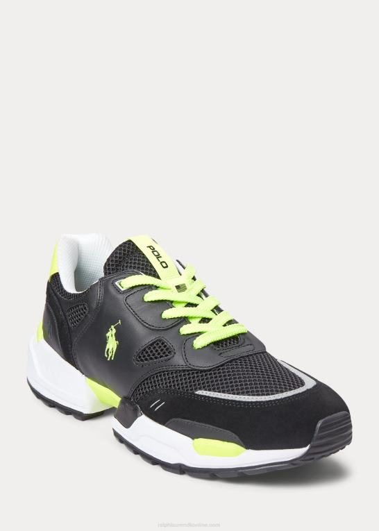 sort/sikkerhedsgul Mænd Ralph Lauren joggersneaker i ruskind og mesh Z426B1971
