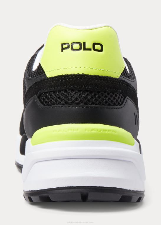 sort/sikkerhedsgul Mænd Ralph Lauren joggersneaker i ruskind og mesh Z426B1971