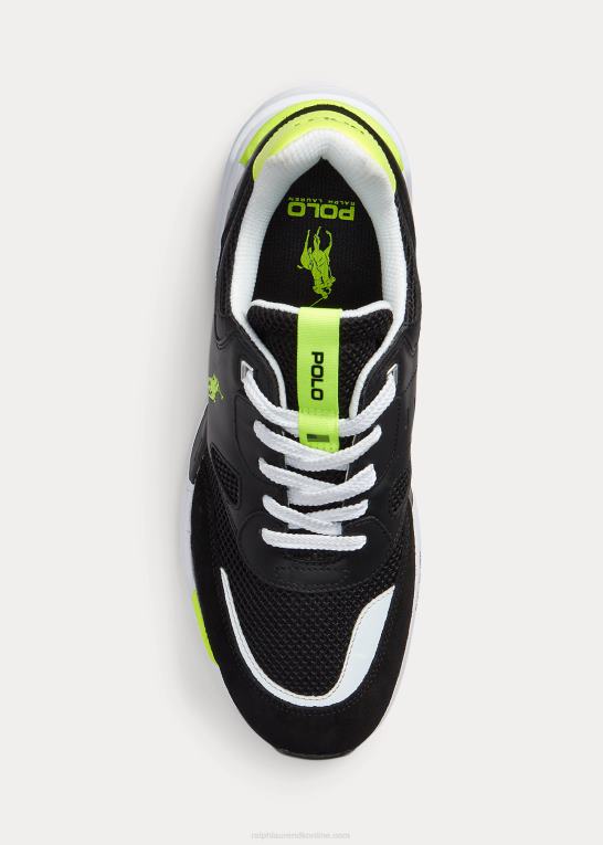 sort/sikkerhedsgul Mænd Ralph Lauren joggersneaker i ruskind og mesh Z426B1971