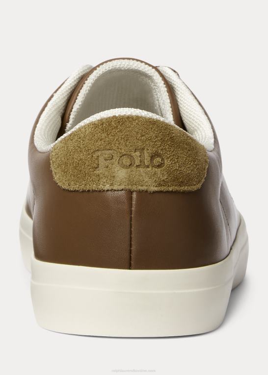 tan Mænd Ralph Lauren longwood læder sneaker Z426B2021