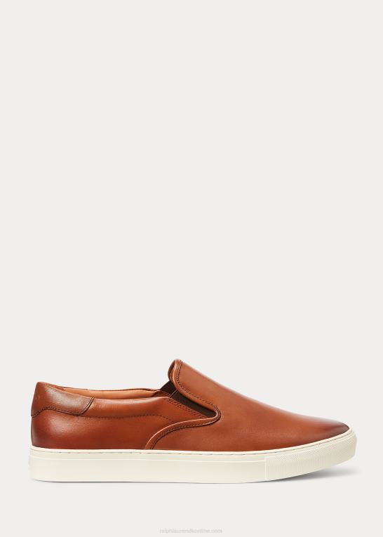 tan Mænd Ralph Lauren slip-on sneaker i jermain læder Z426B2016