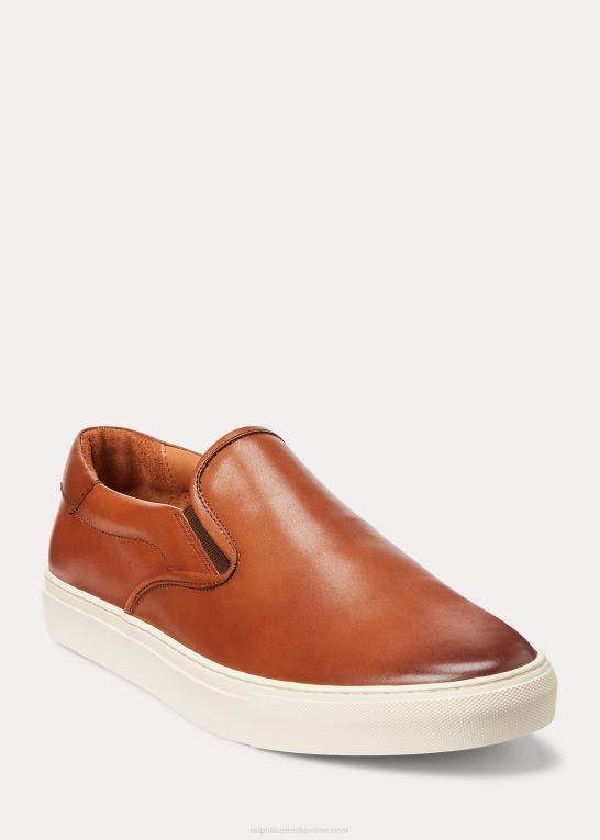 tan Mænd Ralph Lauren slip-on sneaker i jermain læder Z426B2016