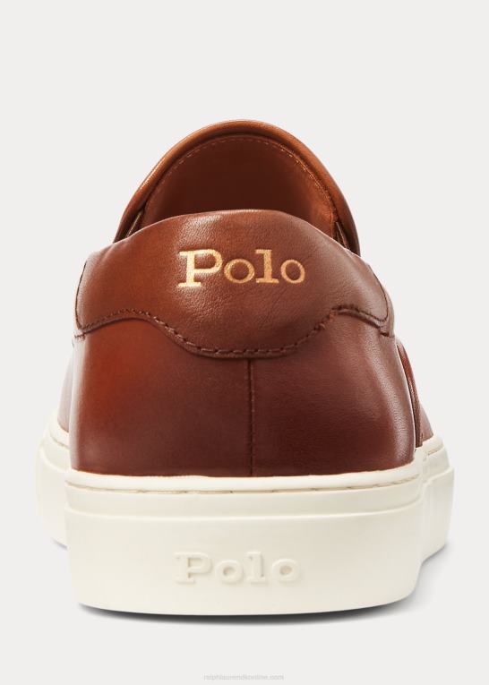 tan Mænd Ralph Lauren slip-on sneaker i jermain læder Z426B2016