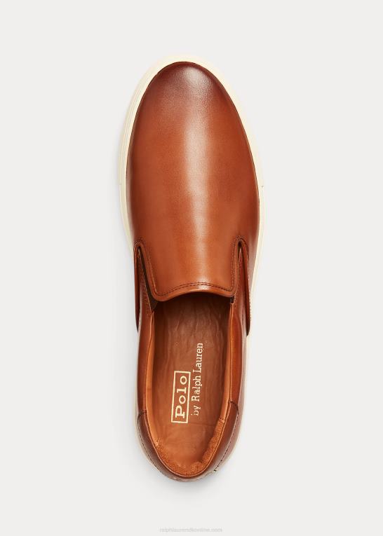 tan Mænd Ralph Lauren slip-on sneaker i jermain læder Z426B2016