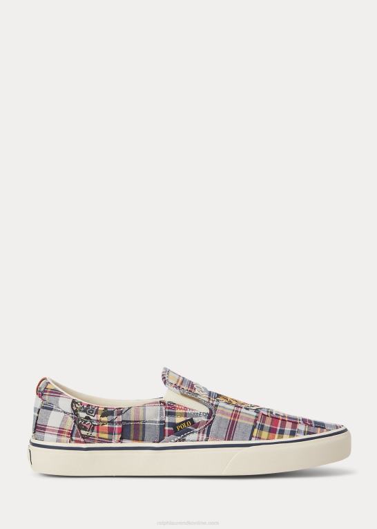 tiger patchwork multi Mænd Ralph Lauren keaton patchwork madras slip-on sneaker Z426B2026