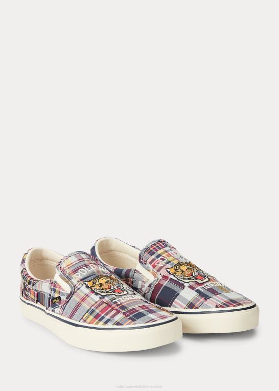 tiger patchwork multi Mænd Ralph Lauren keaton patchwork madras slip-on sneaker Z426B2026