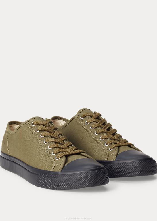 trist oliven Mænd Ralph Lauren lærred sneaker Z426B1957