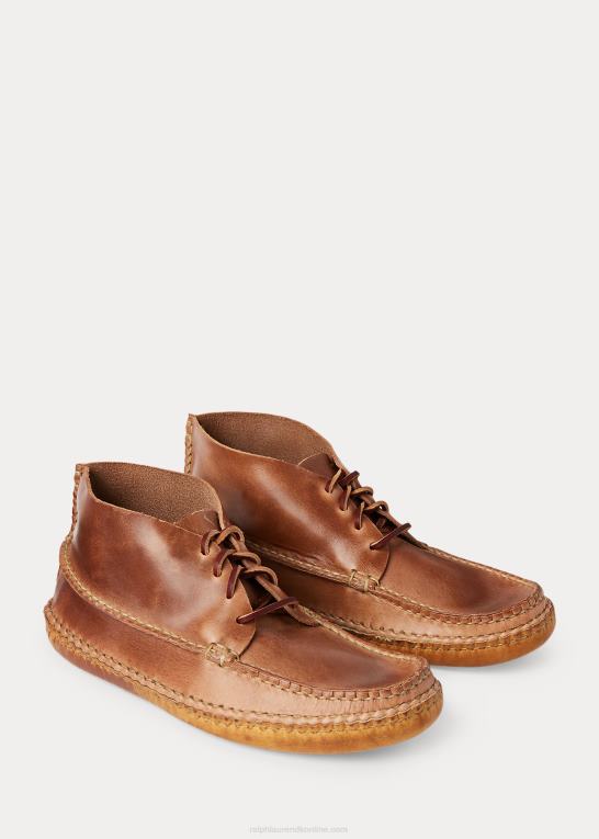 Brun Mænd Ralph Lauren mokkasinstøvle i chukka-stil i læder Z426B2140