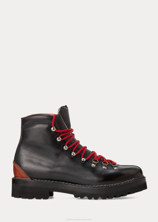 sort Mænd Ralph Lauren fidel poleret kalveskindsstøvle Z426B2179