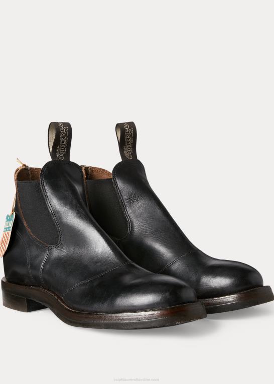sort Mænd Ralph Lauren håndpoleret chelsea støvle i læder Z426B2141