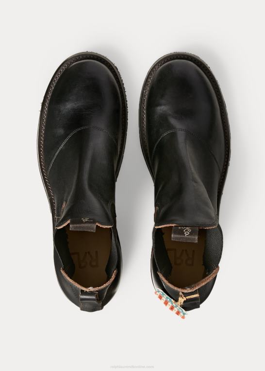 sort Mænd Ralph Lauren håndpoleret chelsea støvle i læder Z426B2141