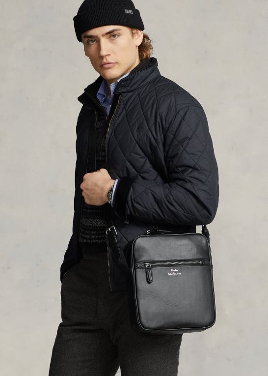 sort Mænd Ralph Lauren crossbody taske i læder Z426B2568