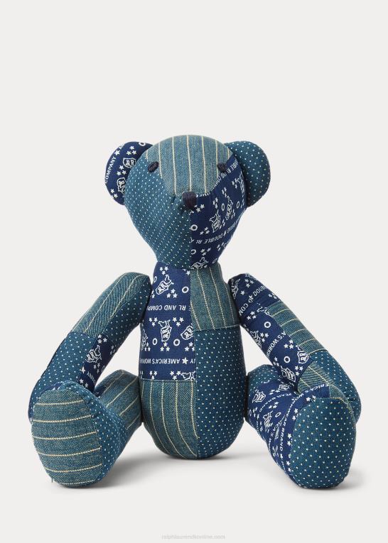 indigo/creme Mænd Ralph Lauren patchworkbjørn i begrænset oplag Z426B8839