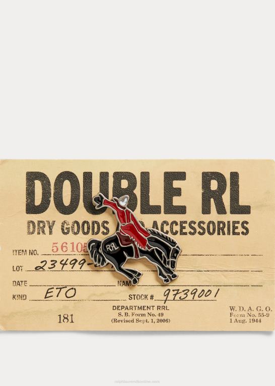 rød/sort/sølv Mænd Ralph Lauren rodeo emaljeret stift Z426B8889