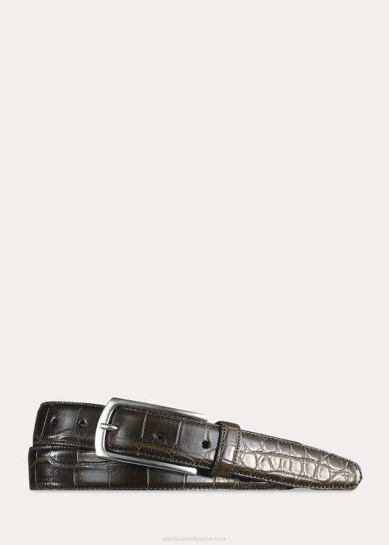 Brun Mænd Ralph Lauren alligator sterling-spænde bælte Z426B9032