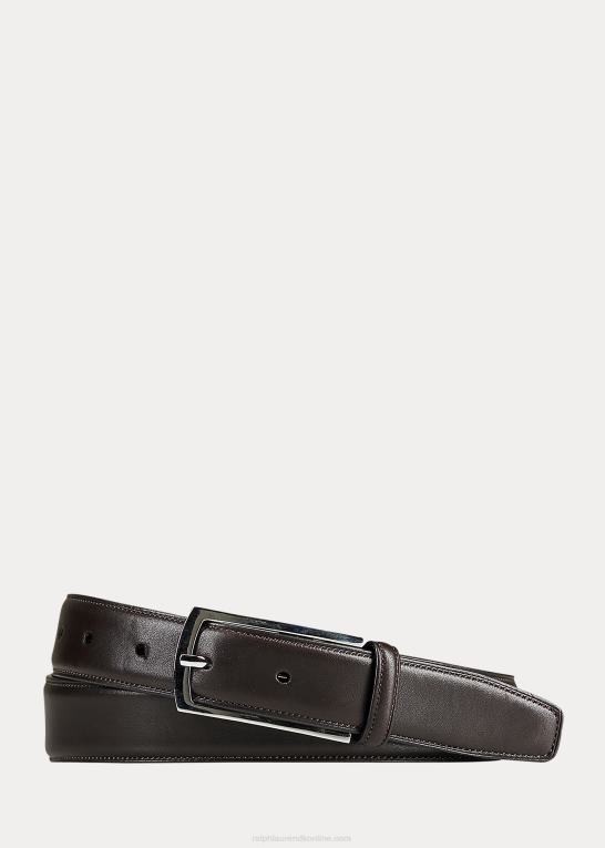 Brun Mænd Ralph Lauren læder rektangel-spænde bælte Z426B9046