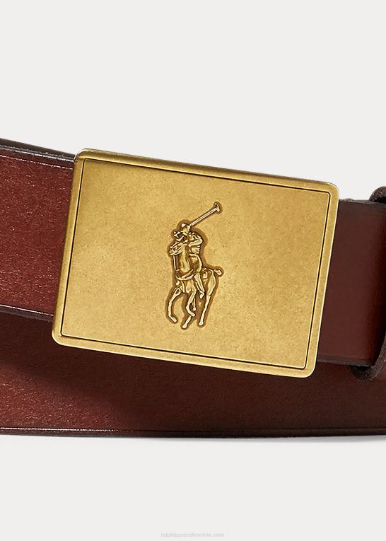Brun Mænd Ralph Lauren pony plaque læderbælte Z426B2564