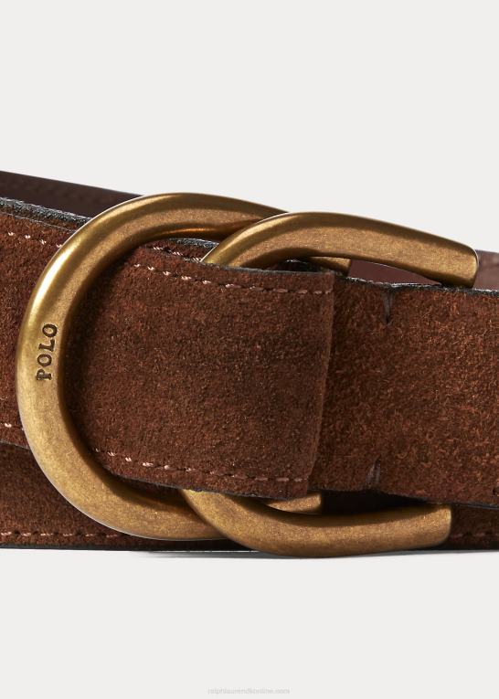 Brun Mænd Ralph Lauren ruskinds d-ring bælte Z426B2567