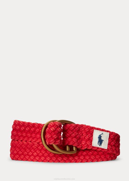 Mænd Ralph Lauren bomuldsbælte med læderkant Z426B2383