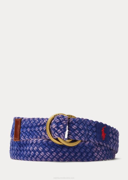 Mænd Ralph Lauren bomuldsbælte med læderkant Z426B2384