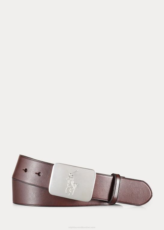 Mænd Ralph Lauren pony plaque læderbælte Z426B8817