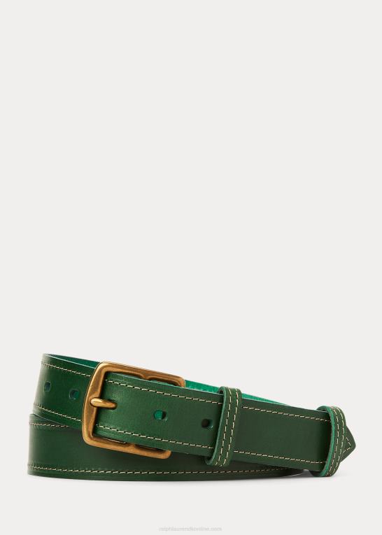 britisk racergrøn Mænd Ralph Lauren syet læderbælte Z426B2471