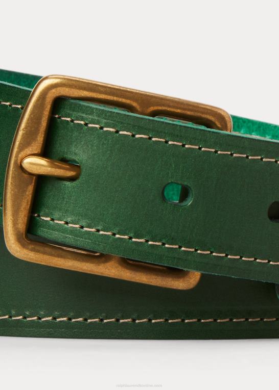 britisk racergrøn Mænd Ralph Lauren syet læderbælte Z426B2471
