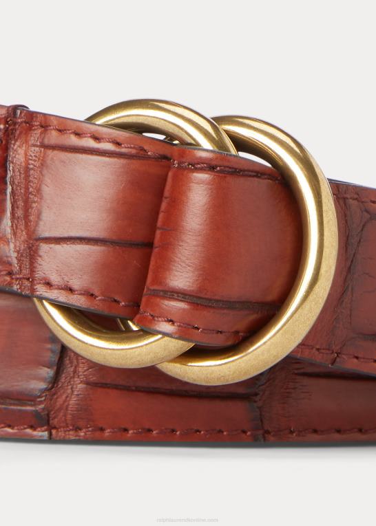 cognac Mænd Ralph Lauren o-ring alligator bælte Z426B8994