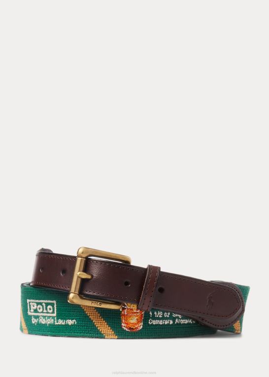 grøn Mænd Ralph Lauren polo bar nålespids bælte Z426B2580