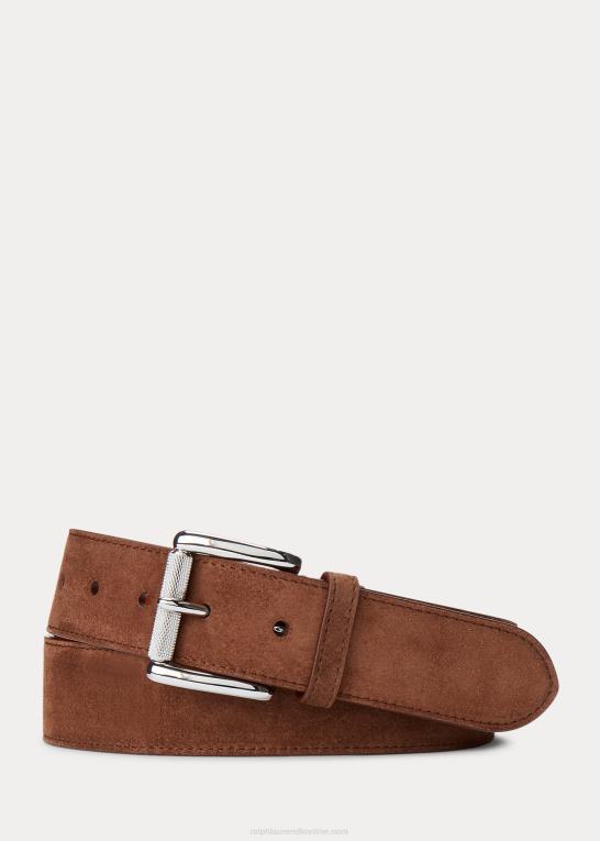 kastanje Mænd Ralph Lauren ruskindsbælte med rullespænde Z426B2218