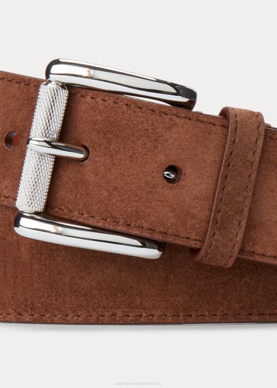 kastanje Mænd Ralph Lauren ruskindsbælte med rullespænde Z426B2218