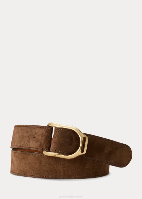 kastanje Mænd Ralph Lauren welington dobbeltspænde bælte i kalveruskind Z426B8972