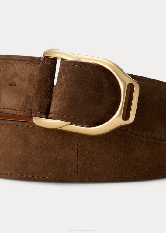 kastanje Mænd Ralph Lauren welington dobbeltspænde bælte i kalveruskind Z426B8972