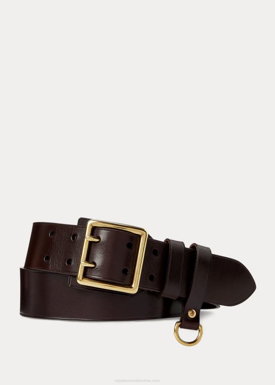mørkebrun Mænd Ralph Lauren dobbeltbenet læderbælte Z426B2222