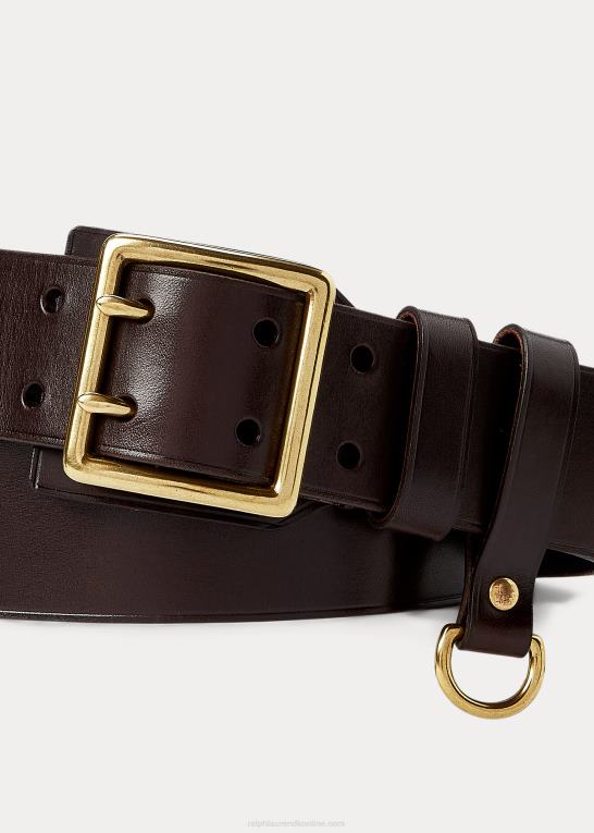 mørkebrun Mænd Ralph Lauren dobbeltbenet læderbælte Z426B2222