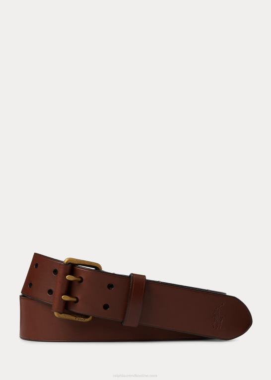 mørkebrun Mænd Ralph Lauren dobbeltbenet læderbælte Z426B8761
