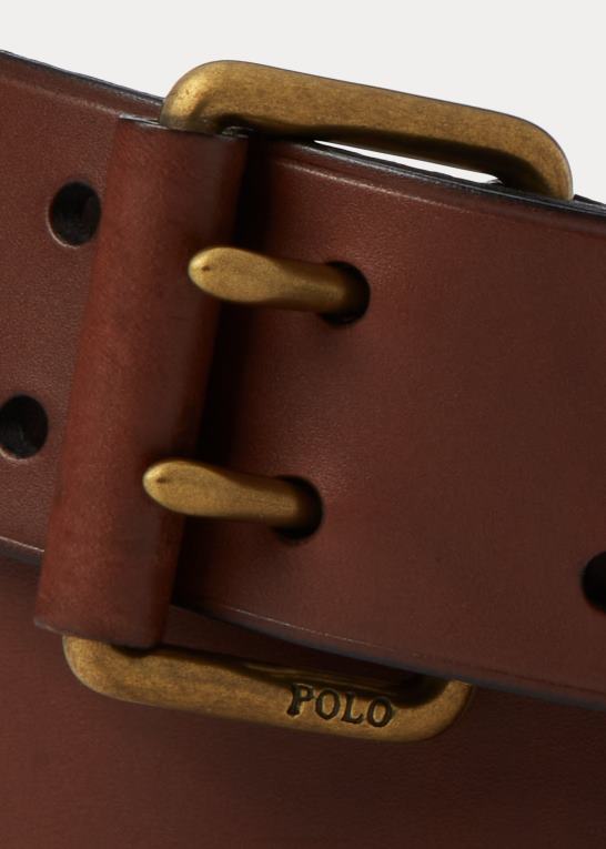 mørkebrun Mænd Ralph Lauren dobbeltbenet læderbælte Z426B8761