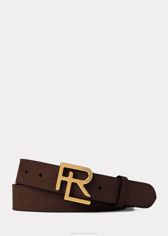 mørkebrun Mænd Ralph Lauren rl-spænde kalv-ruskindsbælte Z426B2220