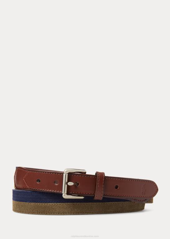 marineblå/grøn Mænd Ralph Lauren tofarvet ruskindsbælte Z426B2420