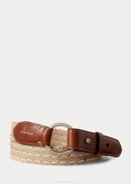 naturlig Mænd Ralph Lauren læderbeklædt jutebælte Z426B2224