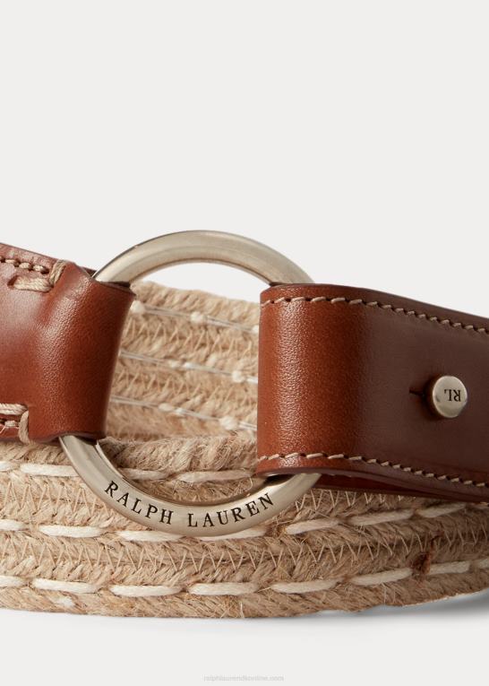 naturlig Mænd Ralph Lauren læderbeklædt jutebælte Z426B2224