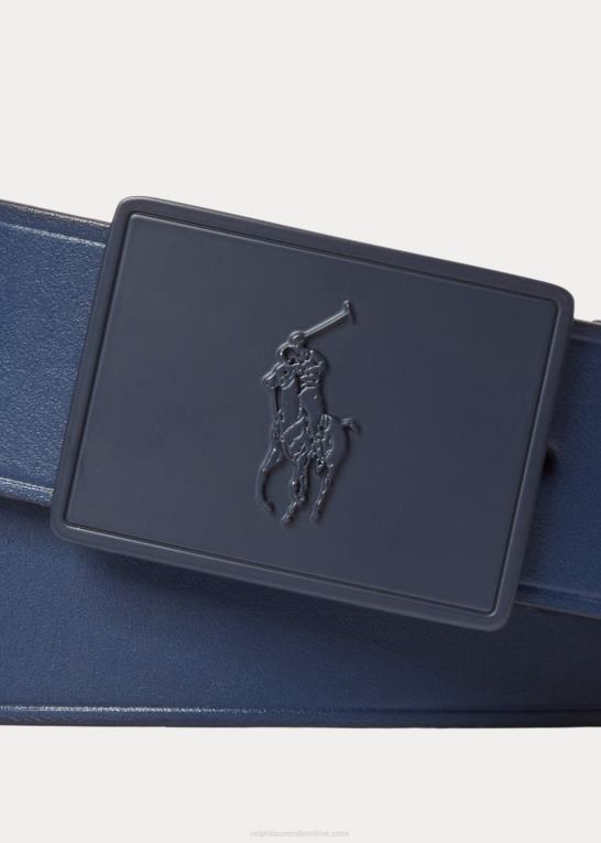 newport flåde Mænd Ralph Lauren pony plaque læderbælte Z426B2358